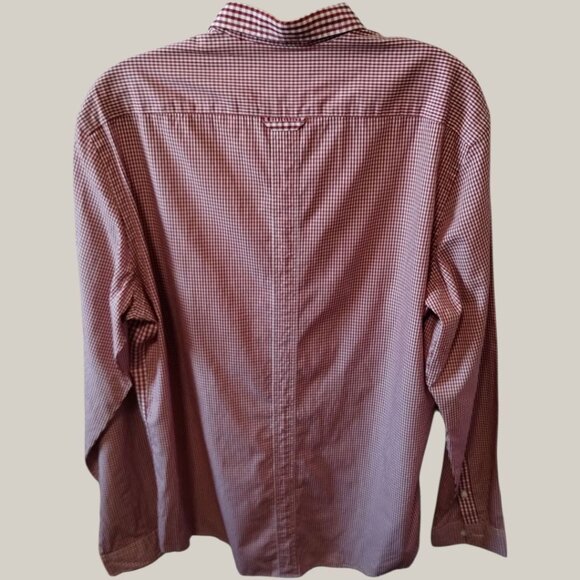 Burberry London Gingham Poplin Long-Sleeve Button-Up Shirt Mens Red/White Large - Picture 8 of 12